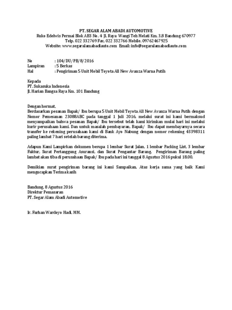 Contoh Surat Pengiriman Barang Beserta Faktur Download Kumpulan Gambar