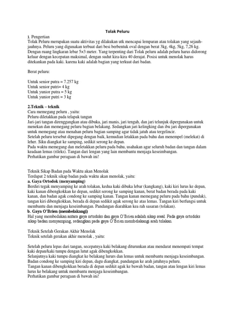 Berat Peluru Untuk Putra Adalah