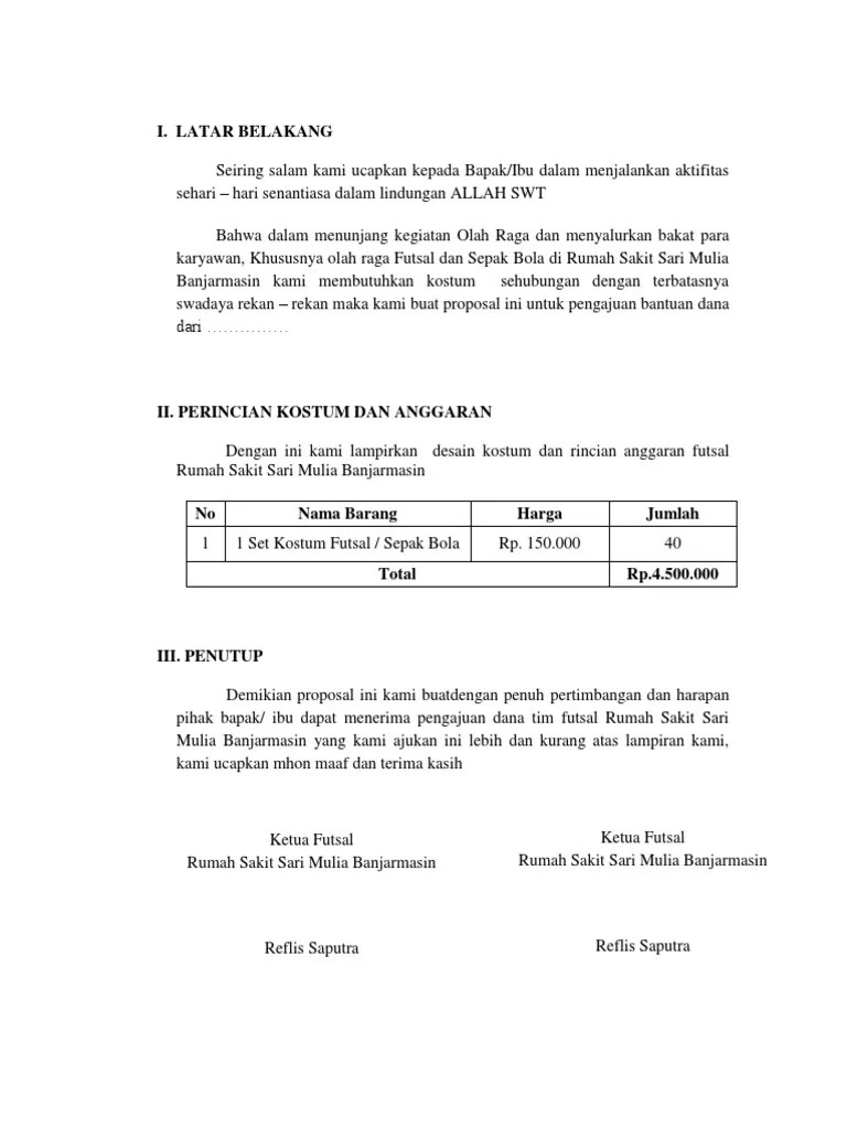 Proposal Baju Futsal RSSM | PDF