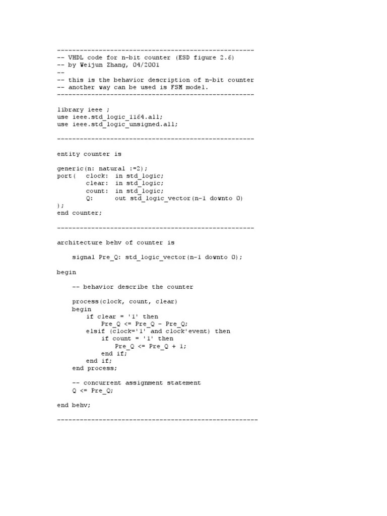 VHDL Code For Counter PDF