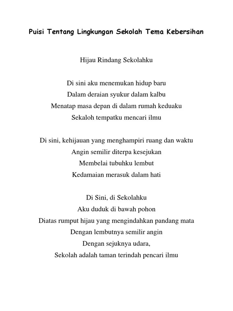 Contoh Puisi Tentang Lingkungan Bersih