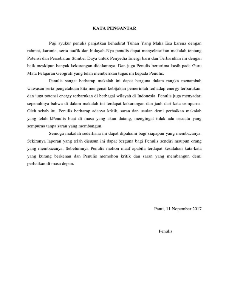 20 Kata Pengantar Makalah Energi Terbarukan