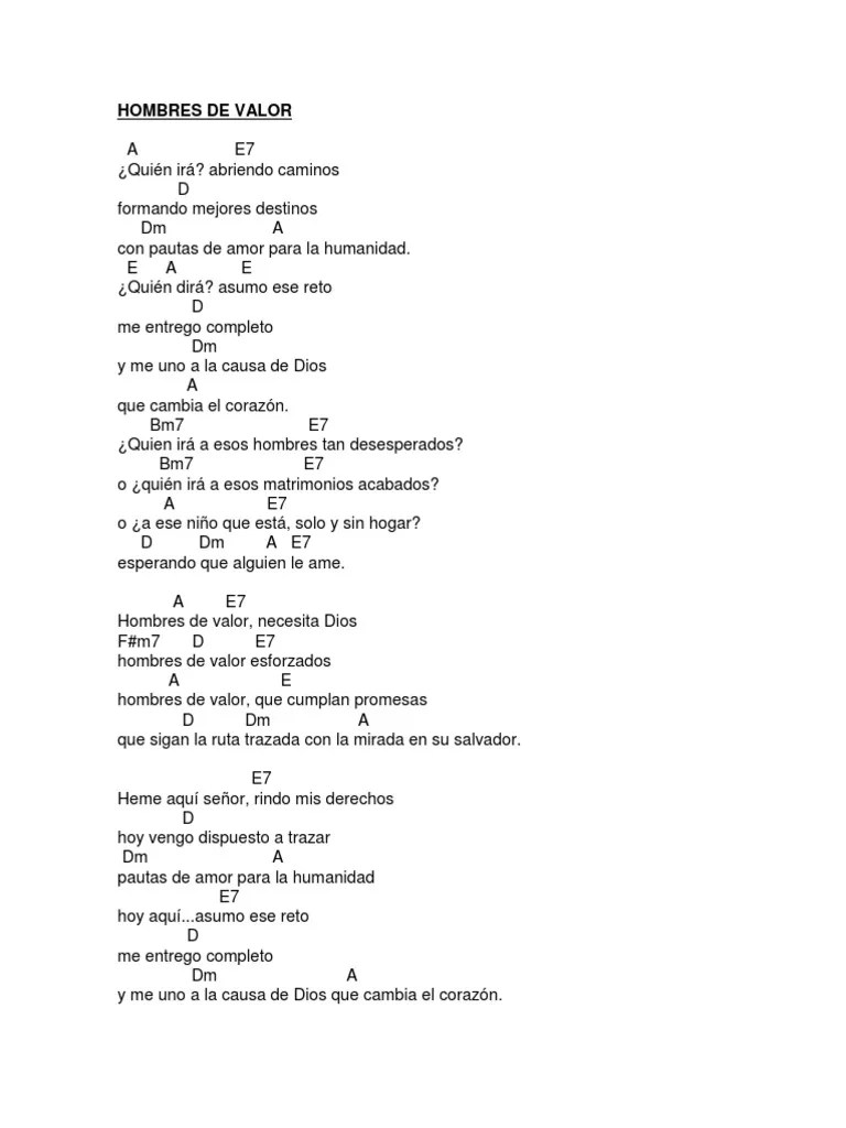 Hombres de Valor Letra