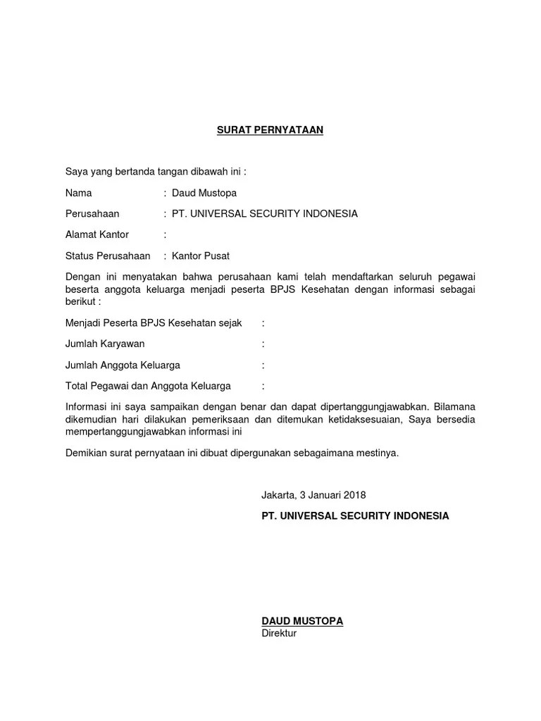 Contoh Surat Permohonan Cetak Kartu Bpjs Kesehatan Perusahaan