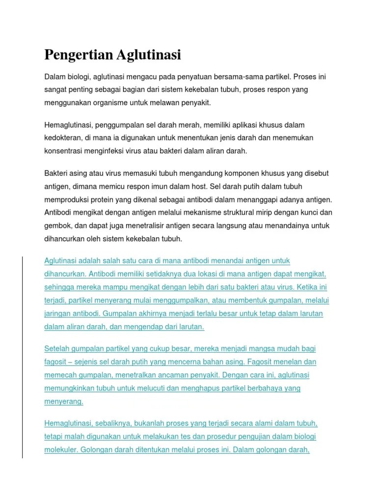 Pengertian Aglutinasi | PDF