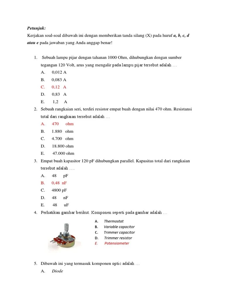 Contoh Soal Pilihan Ganda Tentang Transistor Contoh Soal
