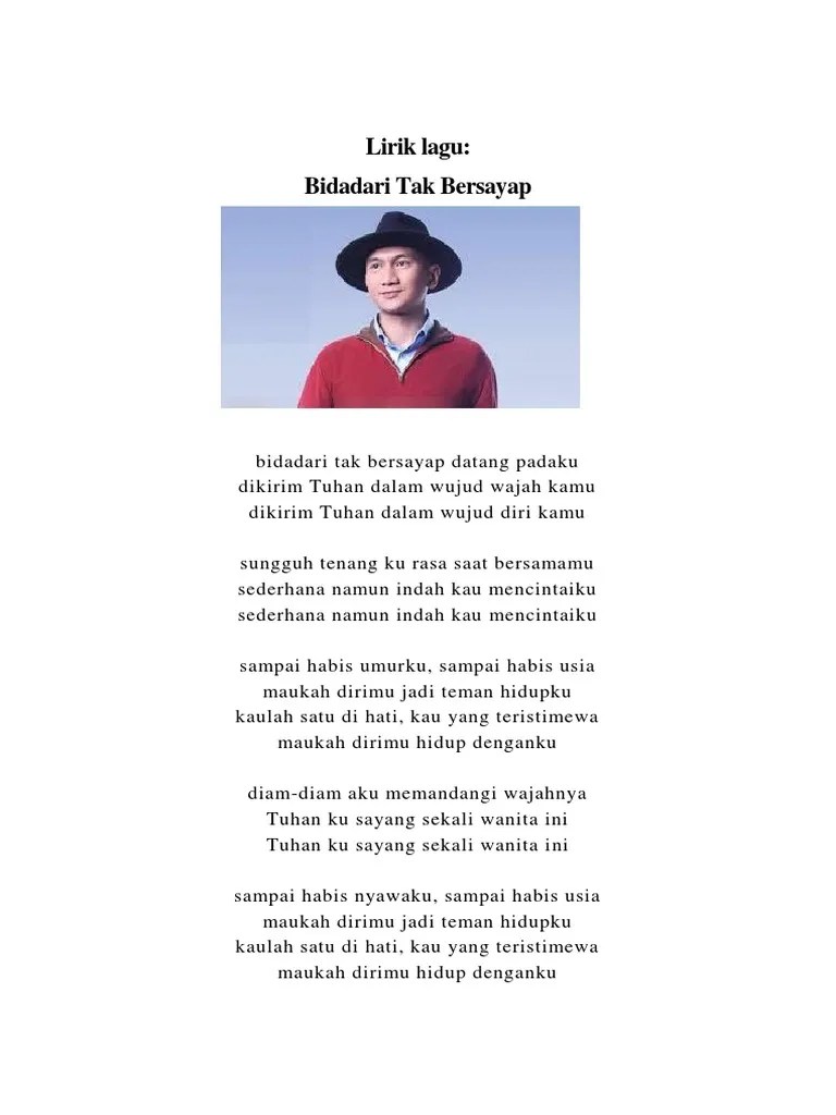 Lirik Lagu Bidadari Tak Bersayap - Anji | PDF