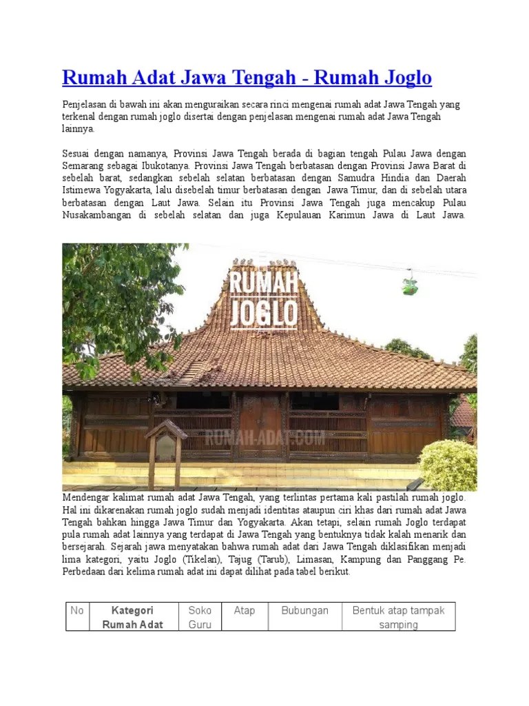 Teks Deskripsi Rumah Adat Joglo Bahasa Jawa Info Terkait