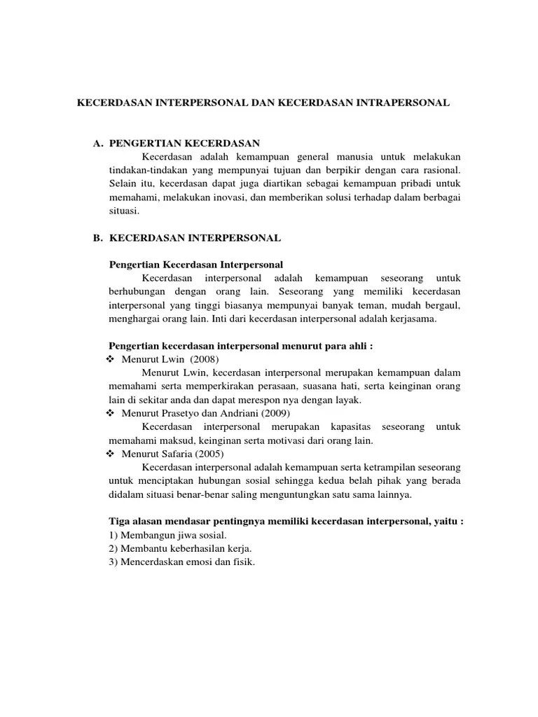 Kelompok 5 Kecerdasan Interpersonal Dan Kecerdasan Intrapersonal