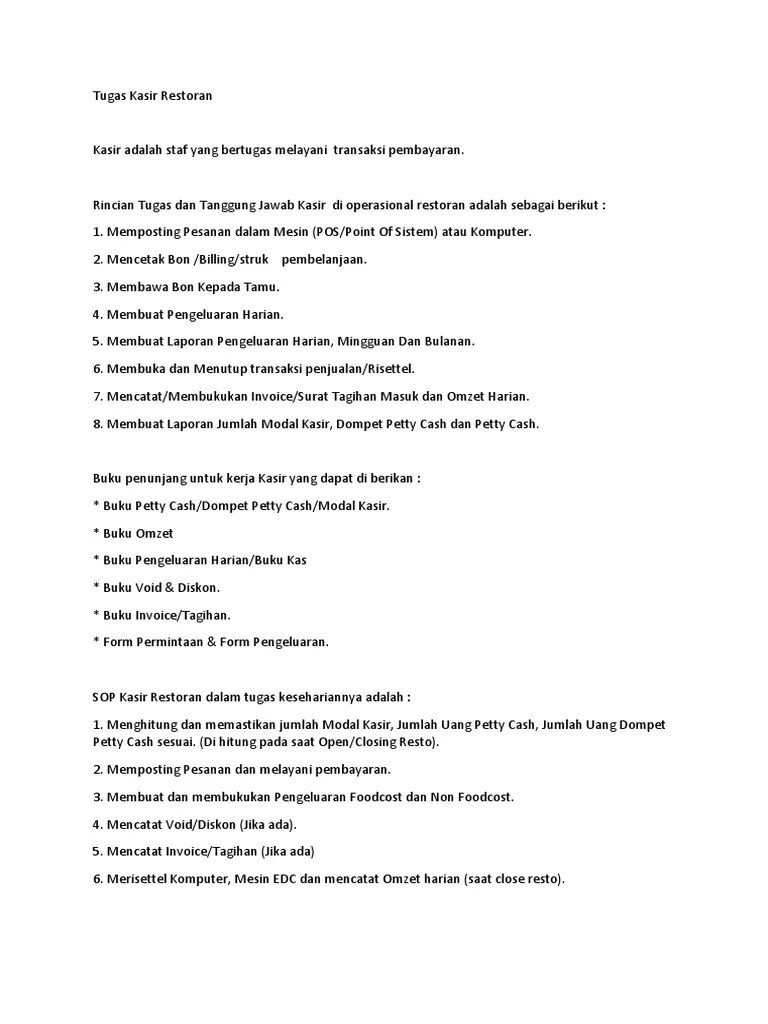 Sop Kasir 4 | PDF