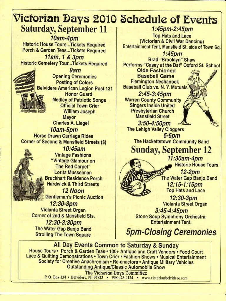 Victorian Days 2010 Schedule PDF