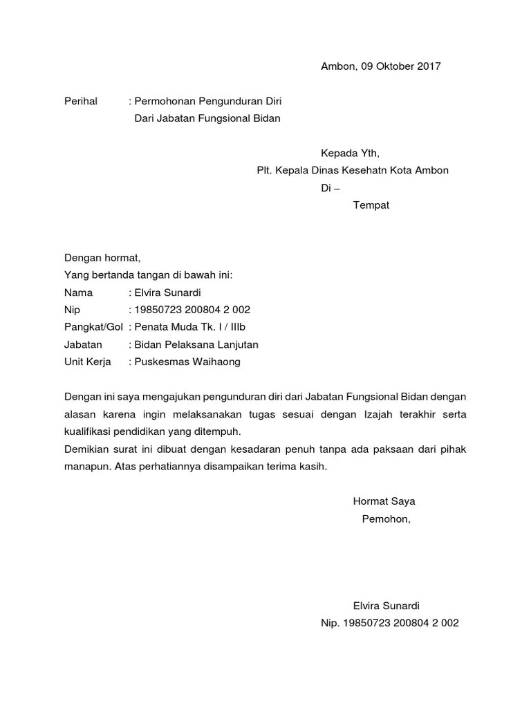 Contoh Surat Pengunduran Diri Dari Jabatan Fungsional Pns Bagikan Contoh