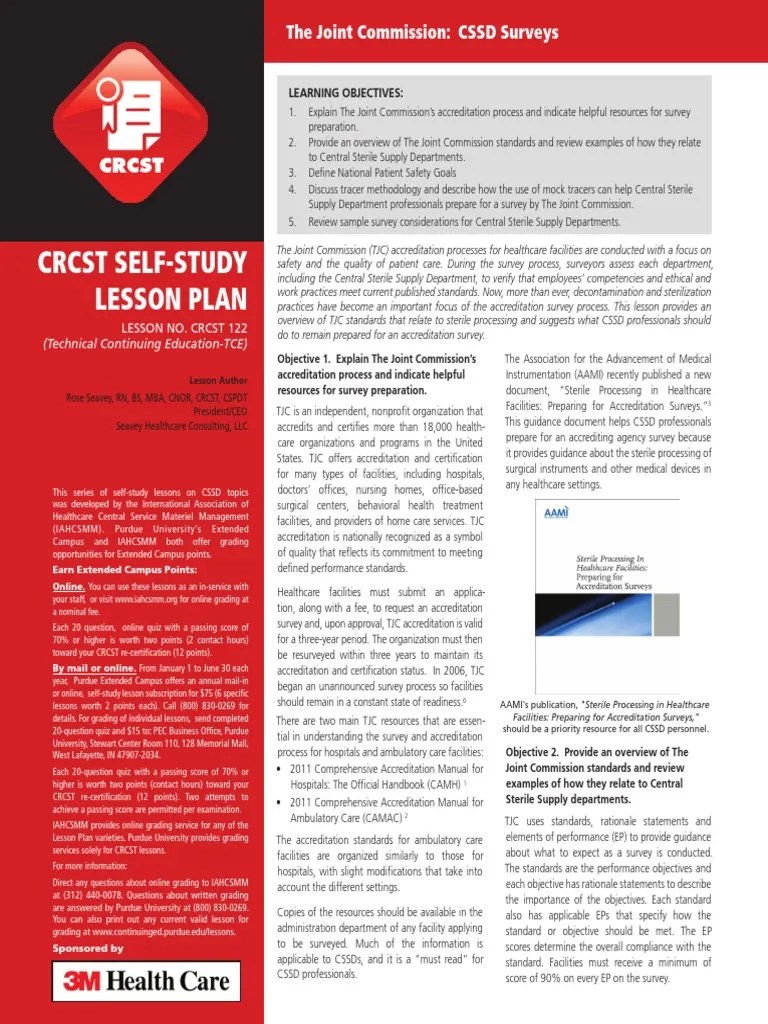 Preparing the Sterile Processing Department for The Joint Commission