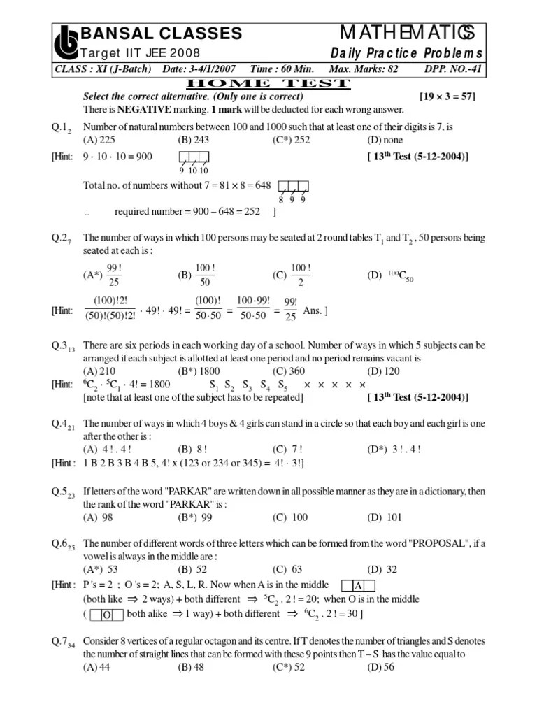 M A T H E M A T I C S Bansal Classes PDF Sine Trigonometric