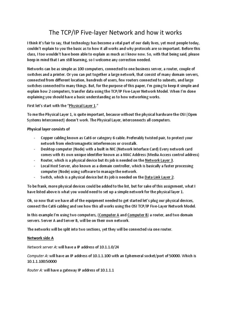 The Five Layer Model PDF Protocol Suite Computer Network