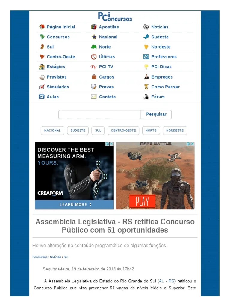 Www Pciconcursos Com Br Noticias Assembleia Legislativa Rs Retifica