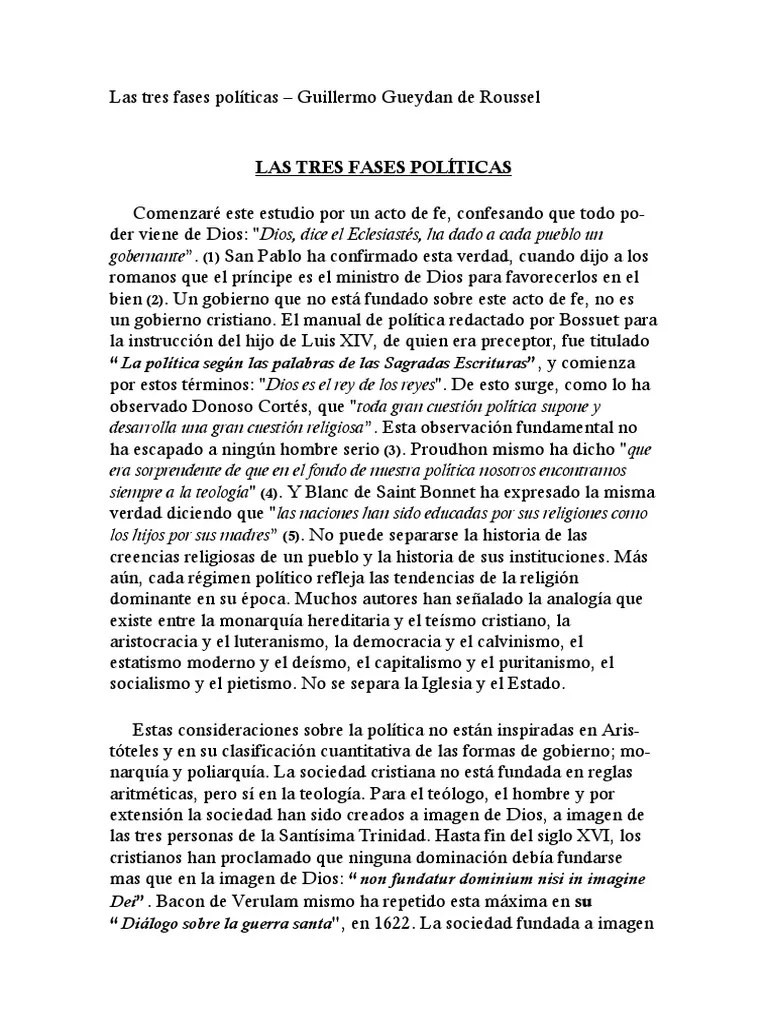 Las Tres Fases Políticas Guillermo Gueydan de Roussel PDF Monarca