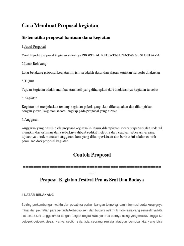 Membuat Proposal Kegiatan / Contoh Proposal Kegiatan Blog