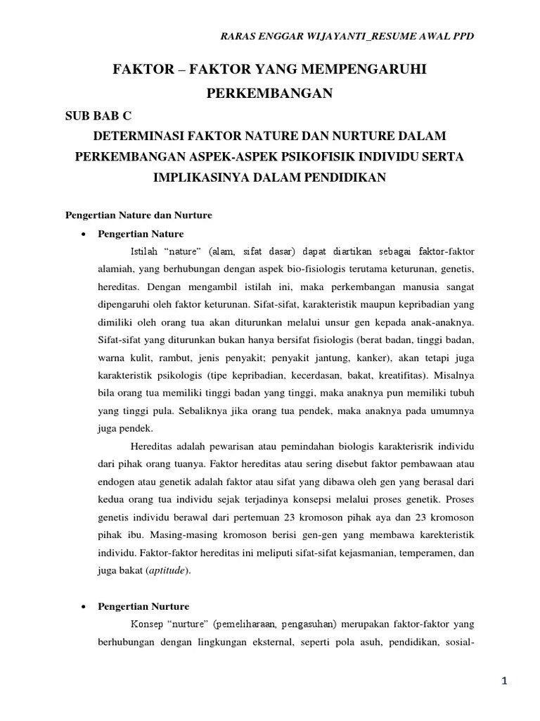 3Determinasi Faktor Nature Dan Nurture Dalam Perkembangan AspekAspek