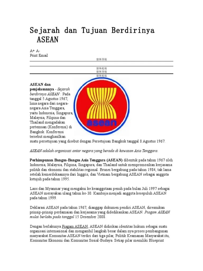 Tujuan Dari Berdirinya Asean Adalah