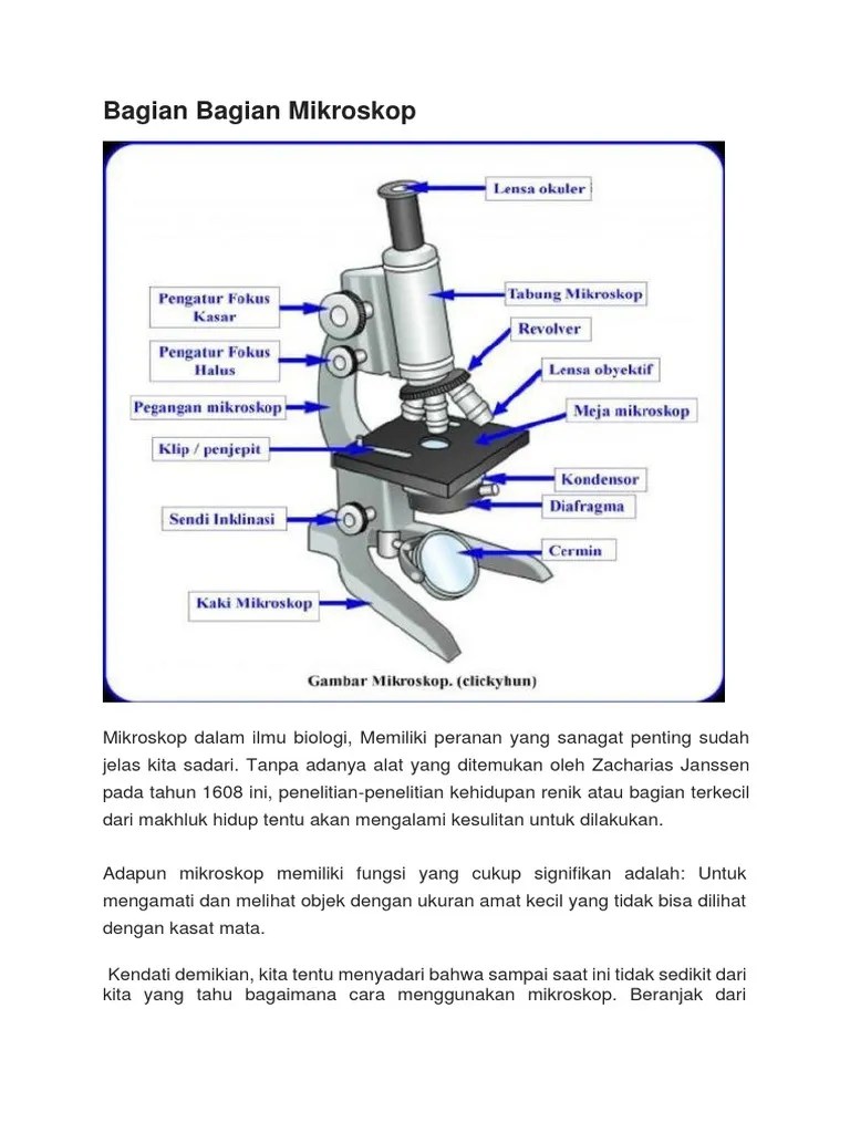 Bagian Bagian Mikroskop | PDF
