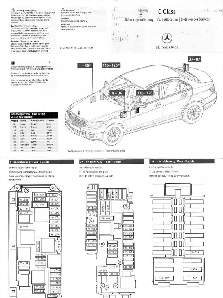 w204 Fuse Diagram