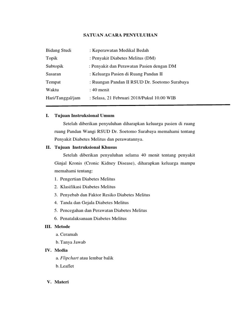Satuan Acara Penyuluhan Diabetes Melitus
