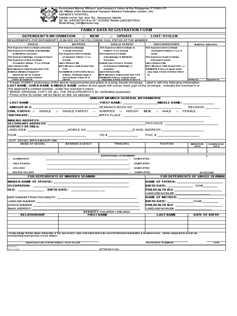 Dependents ID Applicationform1 Revised 1 APRIL 2016 PAGE 1 Birth