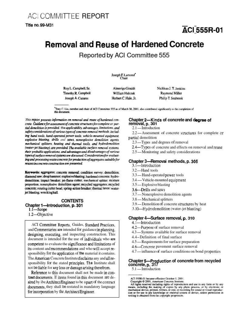 Removal and Reuse of Hardened Concrete PDF Demolition Prestressed