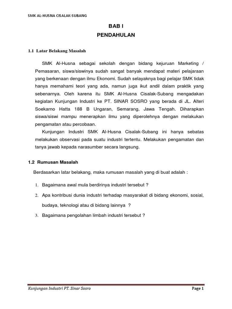 Latar Belakang Laporan Kunjungan Industri Seputar Laporan