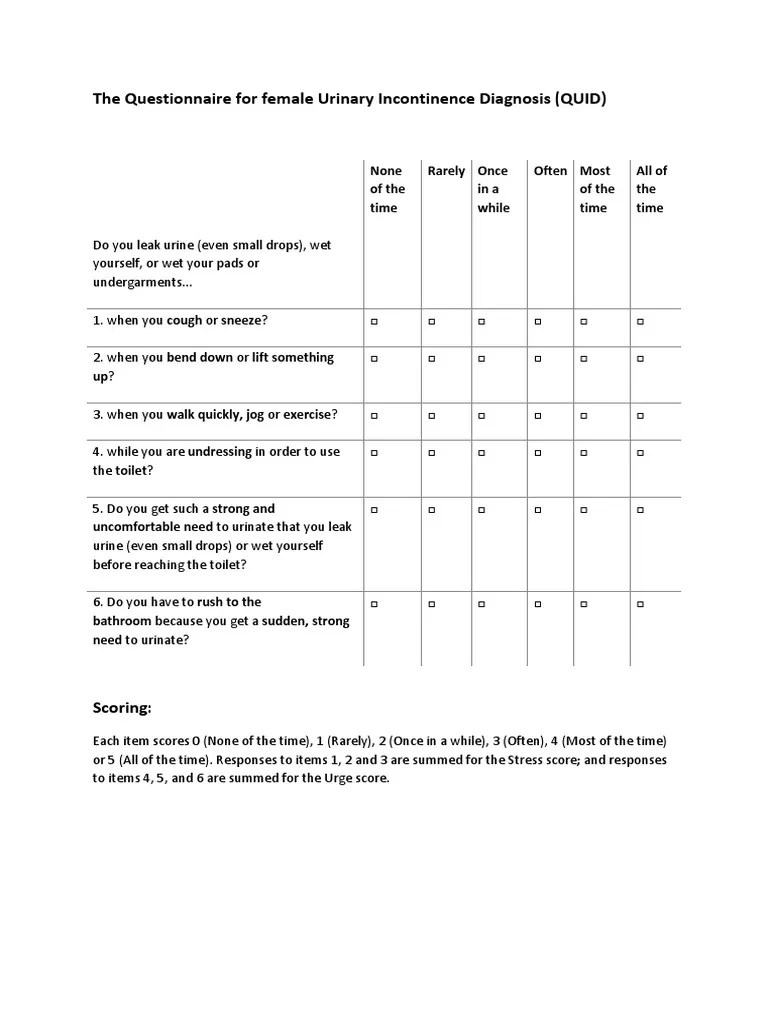 The Questionnaire for Female Urinary Incontinence Diagnosis (2)