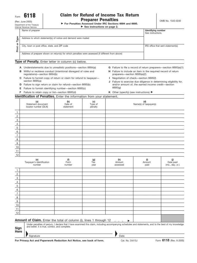 f6118 Internal Revenue Service Government