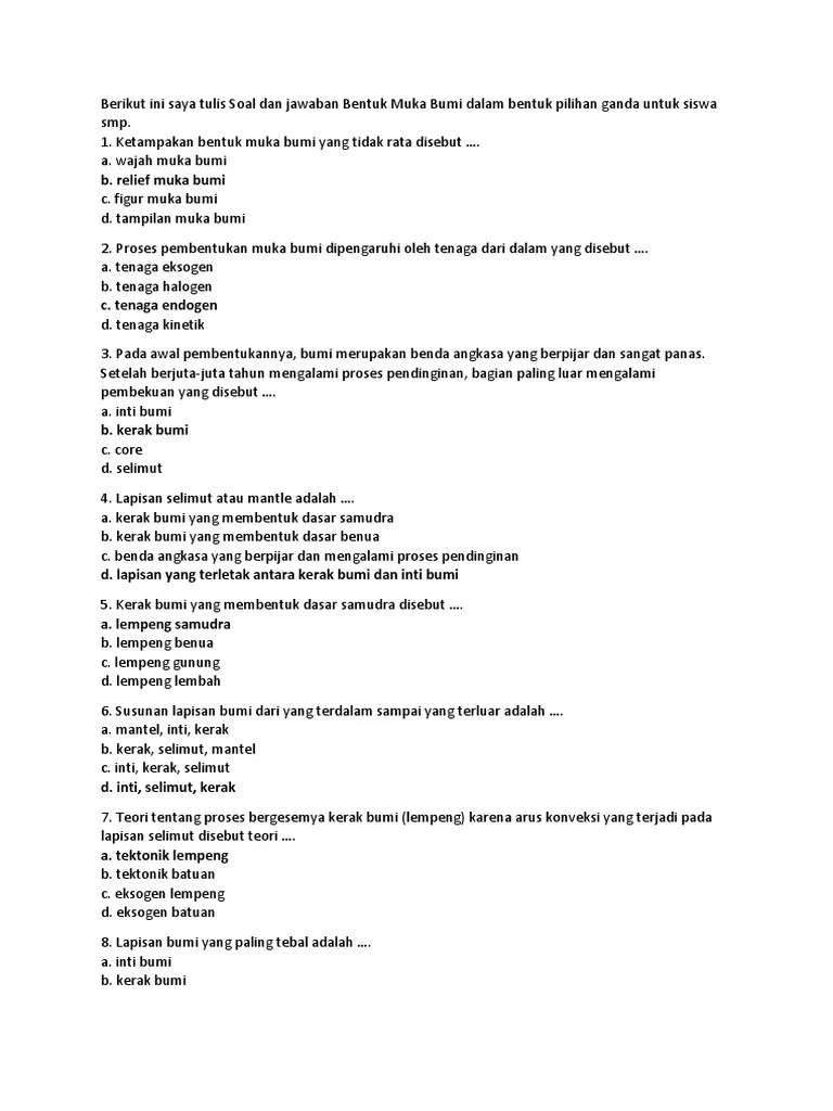 Soal Ipa Kelas 7 Tentang Lapisan Bumi Dan Jawabannya