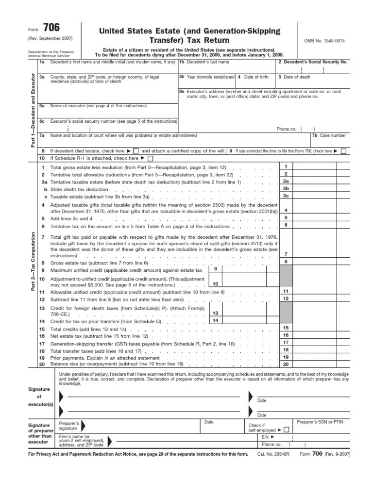 f706 Estate Tax In The United States Real Estate Appraisal