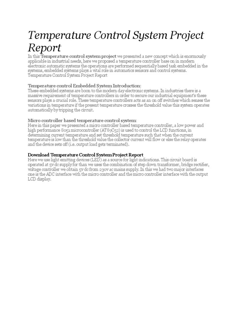 Temperature Control System Project Report PDF