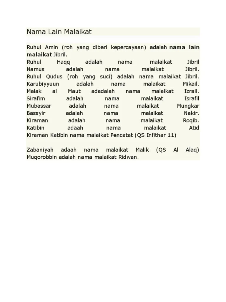 Nama Lain Malaikat | PDF