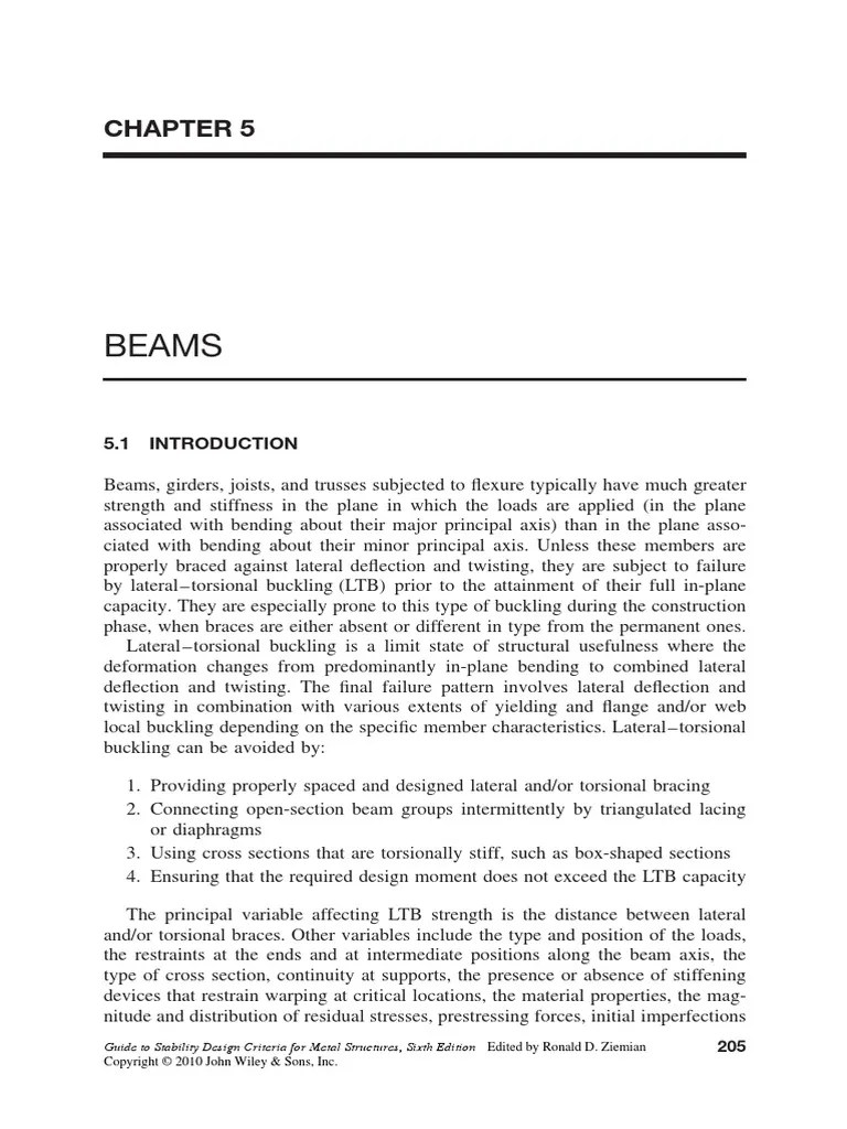 Beams Guide To Stability Design Criteria For Metal Structures, Sixth