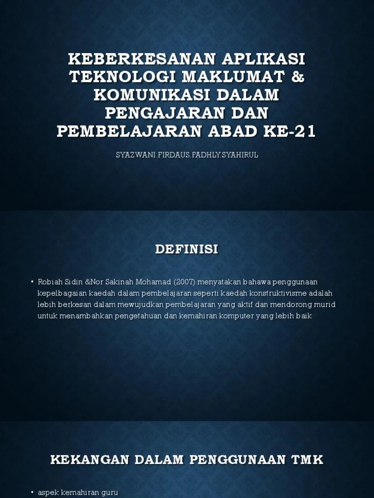 Keberkesanan Aplikasi Teknologi Maklumat & Komunikasi