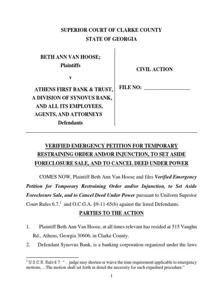 GA Motion To Set Aside Wrongful Foreclosure Sale PDF Foreclosure