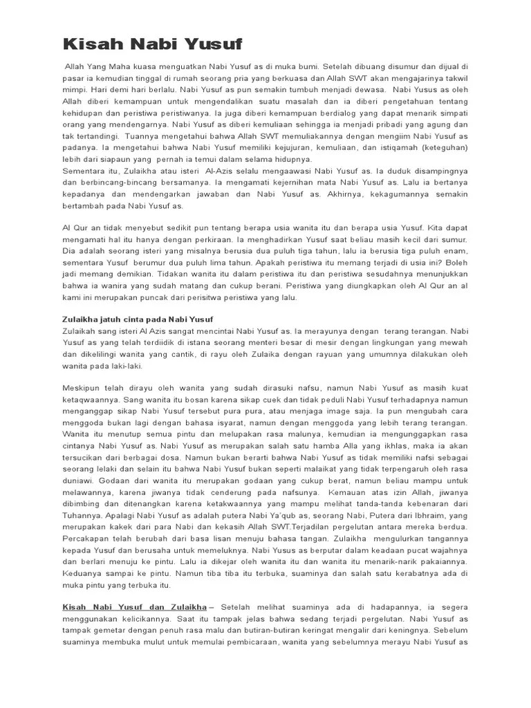 Kisah Nabi Yusuf Dan Zulaikha | PDF