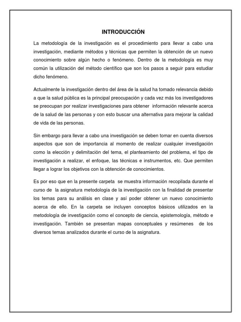 Introduccion y Conclusion Carpeta Método científico Información