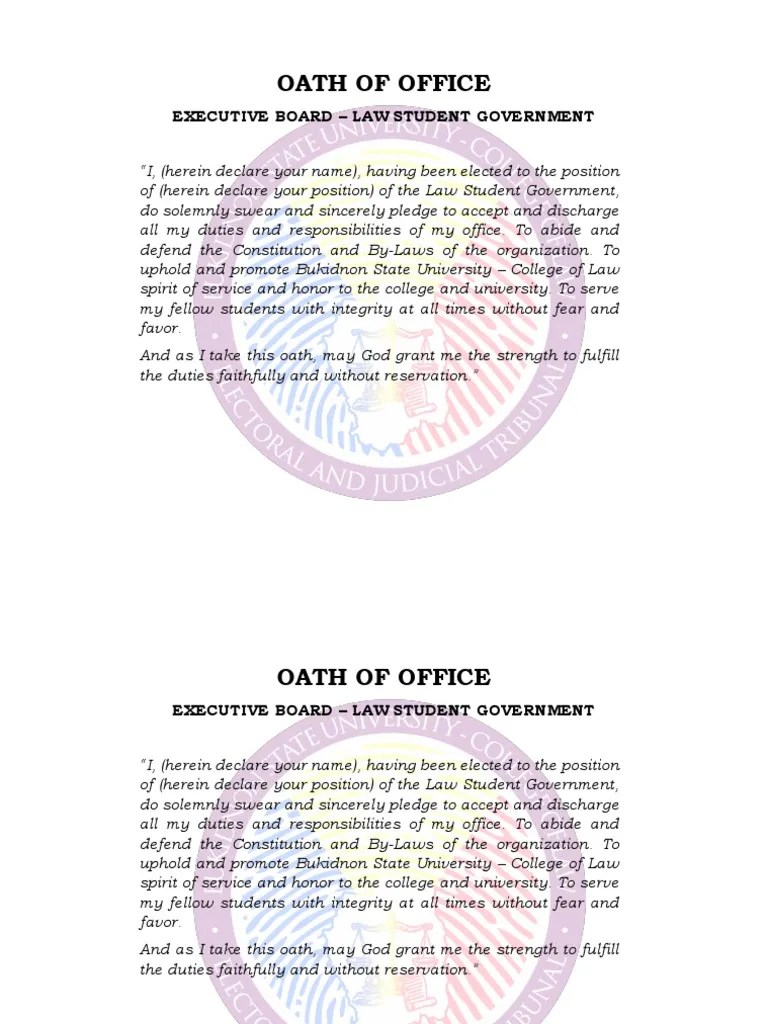 Oath of Office (Officers' Copy) Oath Of Office Public Sphere