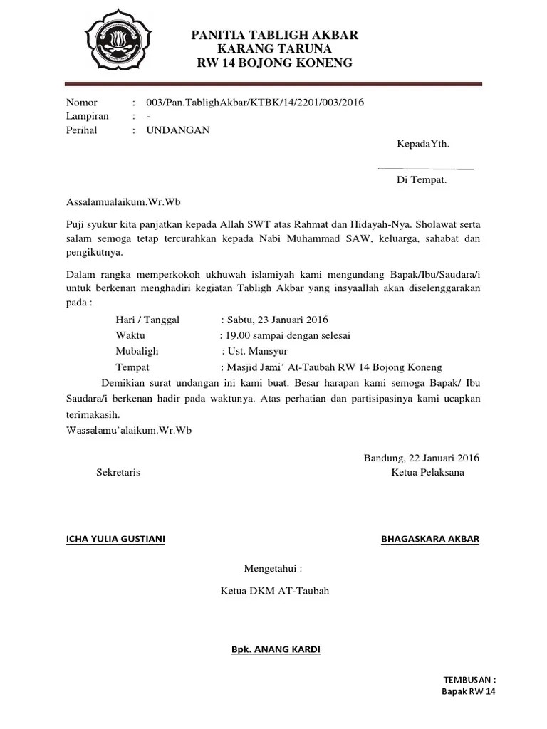 Surat Undangan Tabligh Akbar | PDF