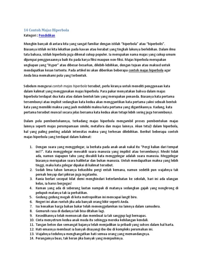 14 Contoh Majas Hiperbola | PDF