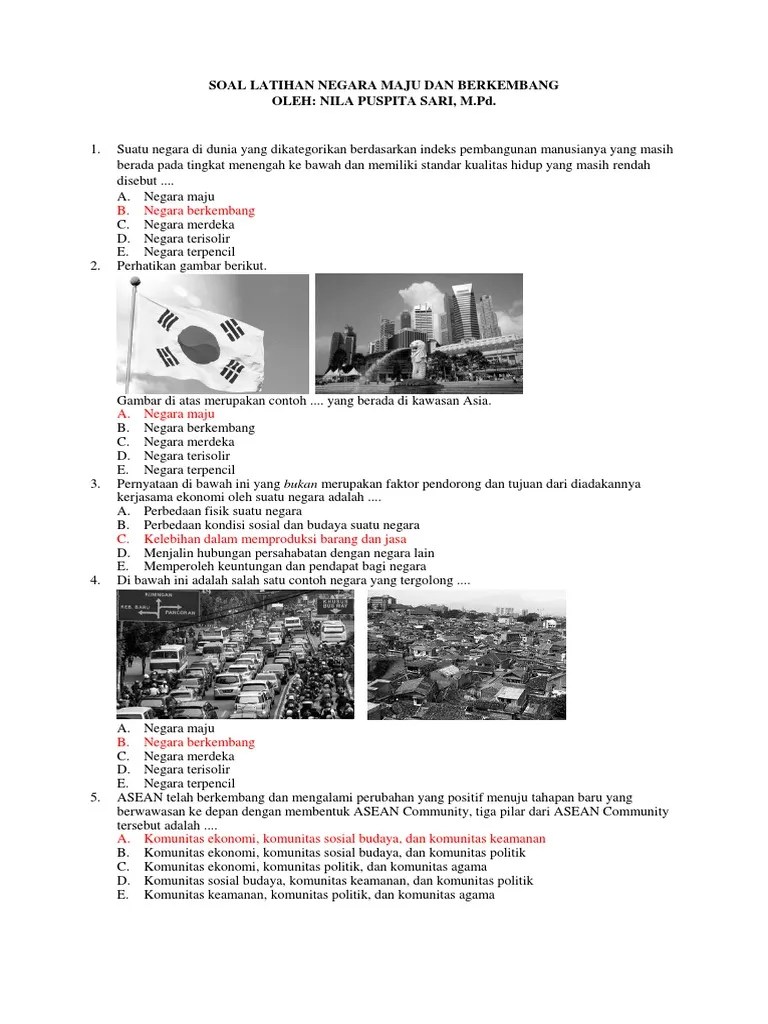 Latihan Soal Negara Maju Dan Berkembang | PDF