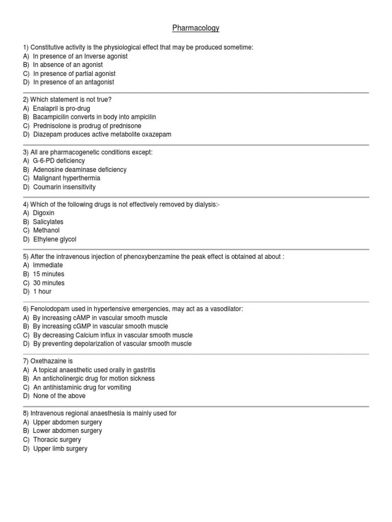 Pharmacology Mcq Antidepressant Antibiotics