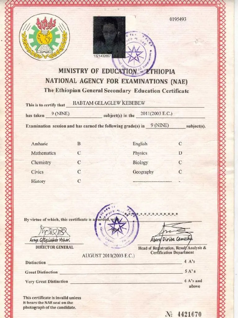 Ethiopian General Secondary School Certificate PDF
