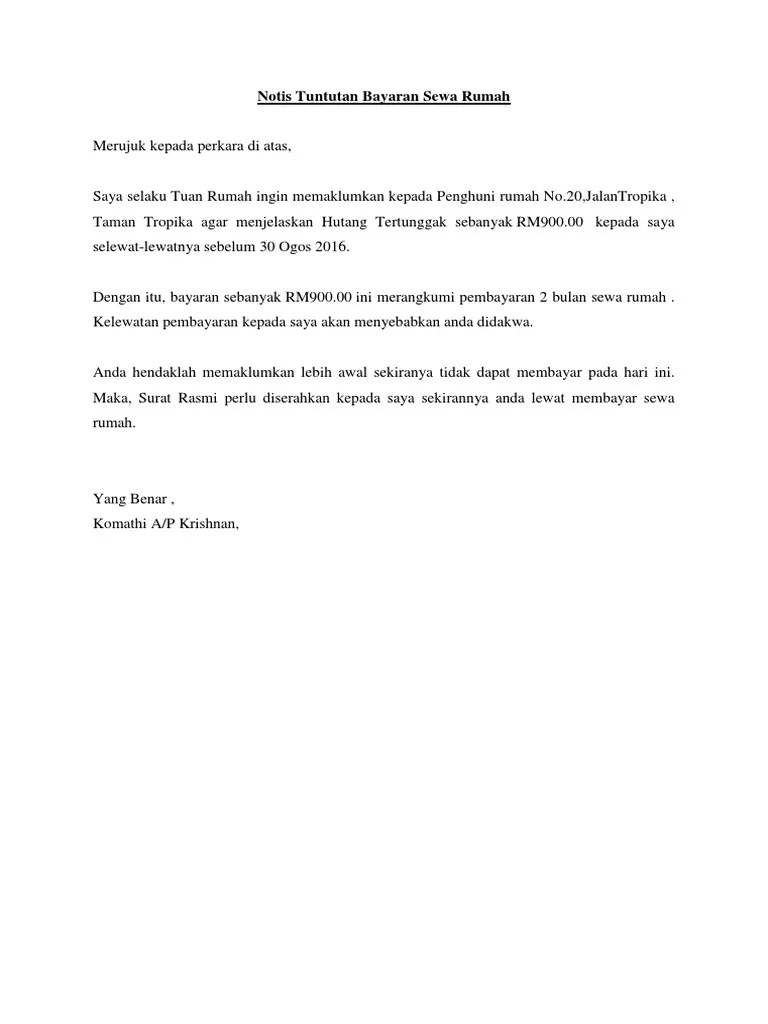 Namun saudari ninda tidak kunjung memberikan respon positif atas surat . Contoh Surat Peringatan Bayaran Hutang