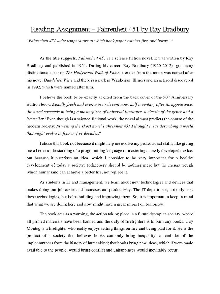 Summary Fahrenheit 451 Ray Bradbury Technology Free 30day