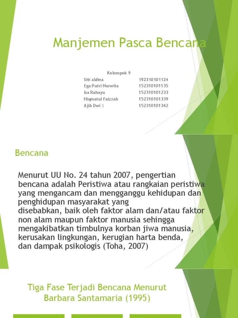 Pengertian Bencana Menurut Uu No 24 Tahun 2007 Pdf Tentang Tahun